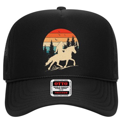 Bigfoot Riding Unicorn! Funny Sasquatch Unicorn Retro Sunset Trucker Hat