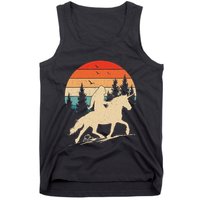 Bigfoot Riding Unicorn! Funny Sasquatch Unicorn Retro Sunset Tank Top