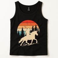 Bigfoot Riding Unicorn! Funny Sasquatch Unicorn Retro Sunset Tank Top