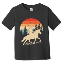 Bigfoot Riding Unicorn! Funny Sasquatch Unicorn Retro Sunset Toddler T-Shirt
