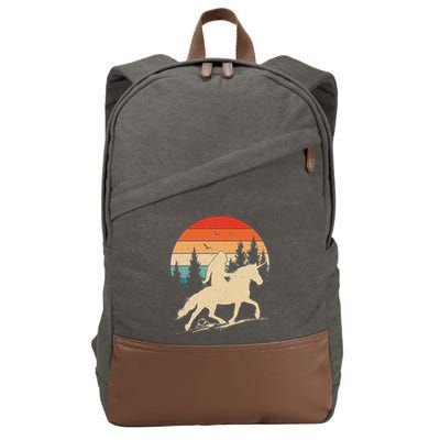 Bigfoot Riding Unicorn! Funny Sasquatch Unicorn Retro Sunset Cotton Canvas Backpack