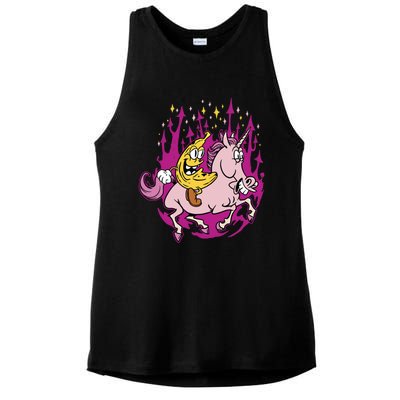 Banana Riding Unicorn Cartoon Gift Ladies PosiCharge Tri-Blend Wicking Tank