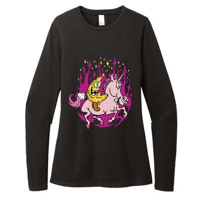 Banana Riding Unicorn Cartoon Gift Womens CVC Long Sleeve Shirt