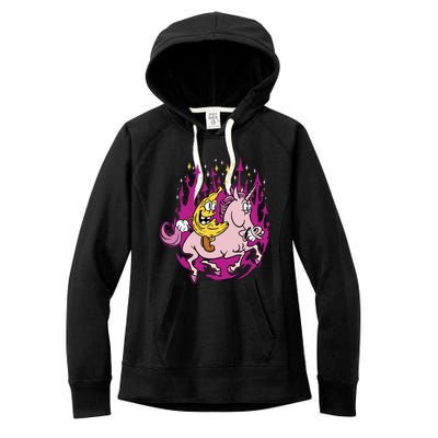 Banana Riding Unicorn Cartoon Gift Women's Fleece Hoodie