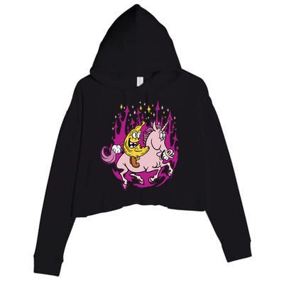 Banana Riding Unicorn Cartoon Gift Crop Fleece Hoodie