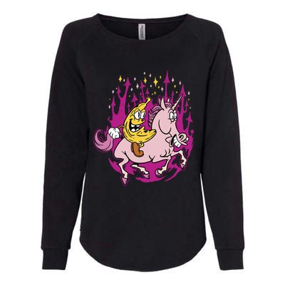 Banana Riding Unicorn Cartoon Gift Womens California Wash Sweatshirt