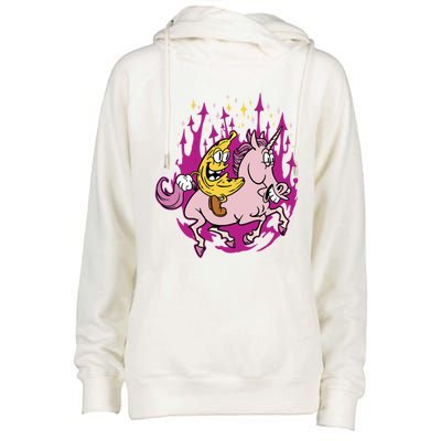 Banana Riding Unicorn Cartoon Gift Womens Funnel Neck Pullover Hood