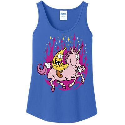 Banana Riding Unicorn Cartoon Gift Ladies Essential Tank