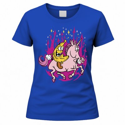 Banana Riding Unicorn Cartoon Gift Women's T-Shirt