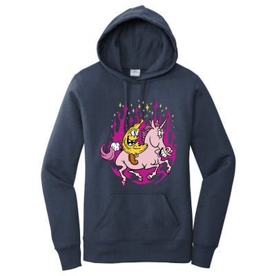 Banana Riding Unicorn Cartoon Gift Women's Pullover Hoodie