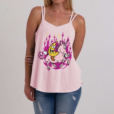 Banana Riding Unicorn Cartoon Gift Women's Strappy Tank