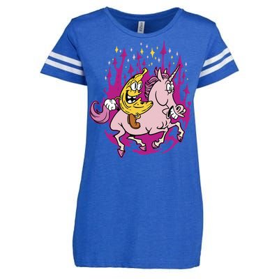 Banana Riding Unicorn Cartoon Gift Enza Ladies Jersey Football T-Shirt