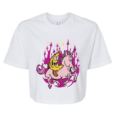 Banana Riding Unicorn Cartoon Gift Bella+Canvas Jersey Crop Tee