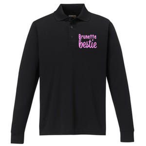 Brunette Bestie Performance Long Sleeve Polo