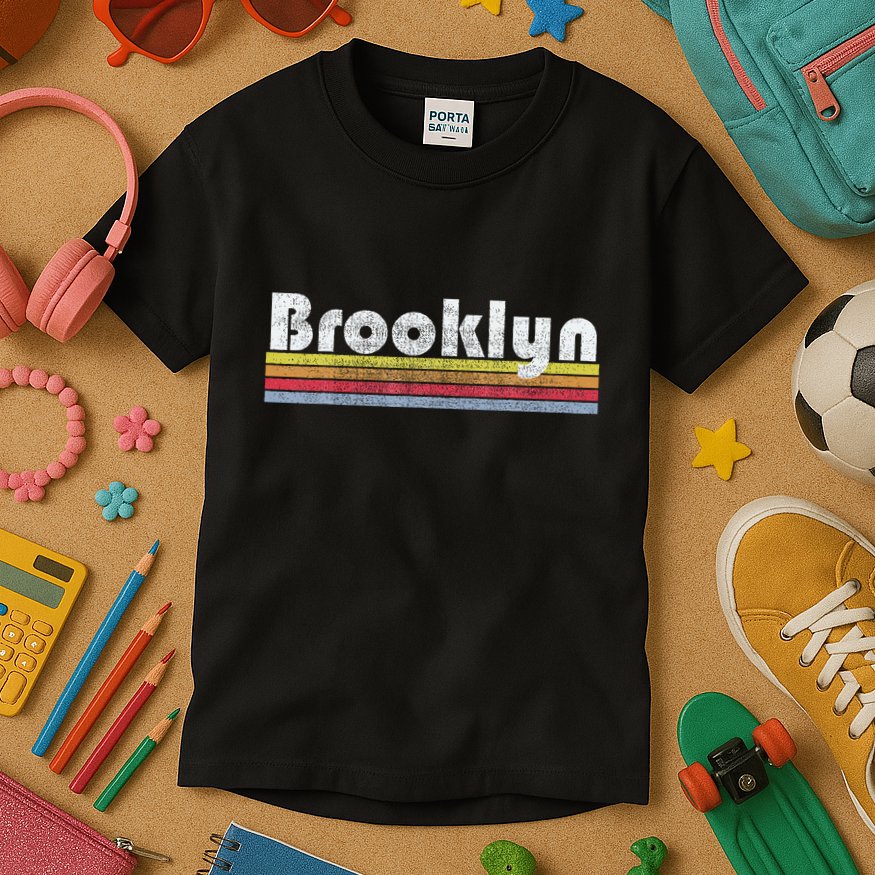 Brooklyn Retro Vintage 70s 80s 90s Women Christmas Gift Kids T-Shirt