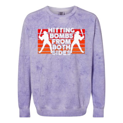 Baseball Retro Vintage Hitting Home Run Bomb Switch Hitter Colorblast Crewneck Sweatshirt