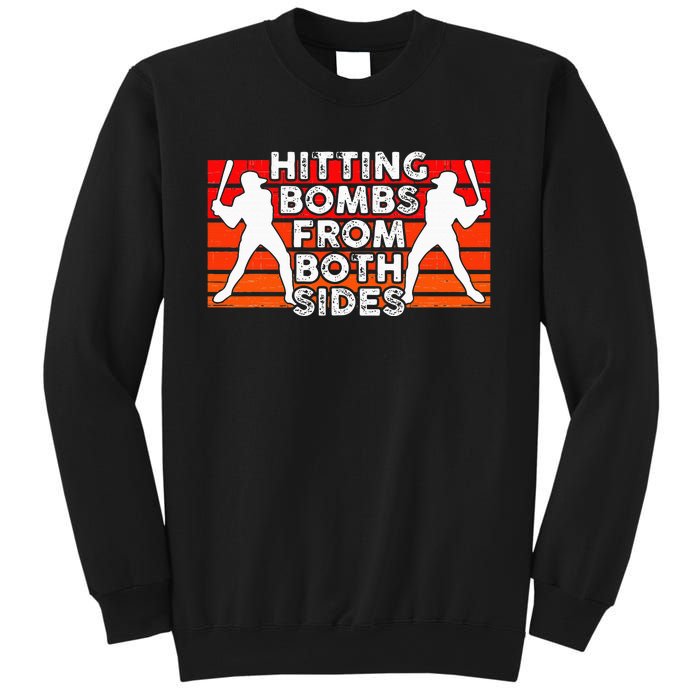 Baseball Retro Vintage Hitting Home Run Bomb Switch Hitter Sweatshirt