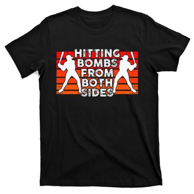 Baseball Retro Vintage Hitting Home Run Bomb Switch Hitter T-Shirt