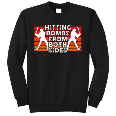 Baseball Retro Vintage Hitting Home Run Bomb Switch Hitter Tall Sweatshirt