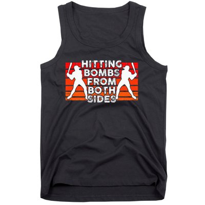 Baseball Retro Vintage Hitting Home Run Bomb Switch Hitter Tank Top