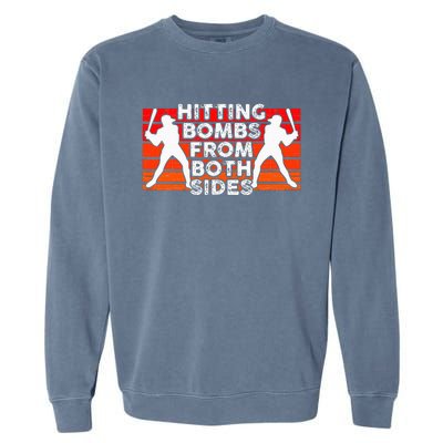 Baseball Retro Vintage Hitting Home Run Bomb Switch Hitter Garment-Dyed Sweatshirt