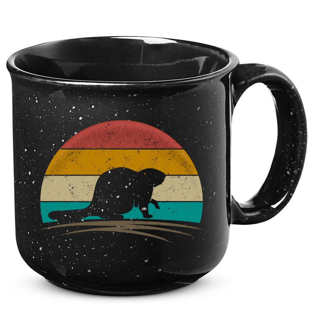 Beaver Retro Vintage Beaver Lover Gift 15oz Campfire Ceramic Mug