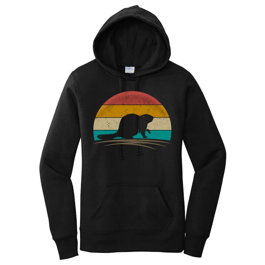 Beaver Retro Vintage Beaver Lover Gift Women's Pullover Hoodie