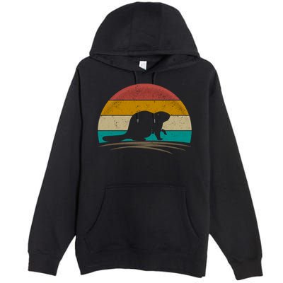 Beaver Retro Vintage Beaver Lover Gift Premium Pullover Hoodie