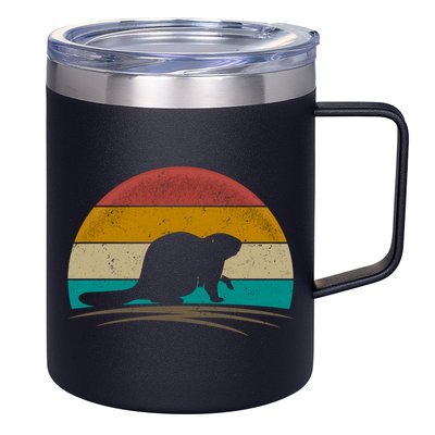 Beaver Retro Vintage Beaver Lover Gift 12oz Stainless Steel Coffee Mug