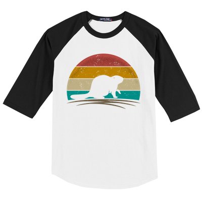 Beaver Retro Vintage Beaver Lover Gift Baseball Sleeve Shirt