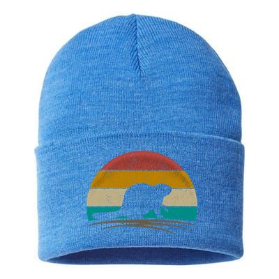 Beaver Retro Vintage Beaver Lover Gift Sustainable Knit Beanie