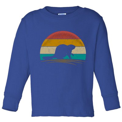 Beaver Retro Vintage Beaver Lover Gift Toddler Long Sleeve Shirt