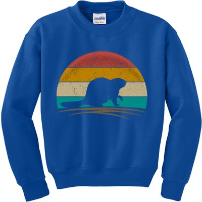 Beaver Retro Vintage Beaver Lover Gift Kids Sweatshirt