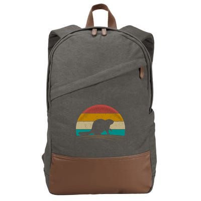 Beaver Retro Vintage Beaver Lover Gift Cotton Canvas Backpack