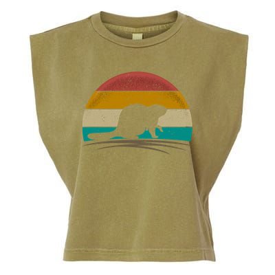 Beaver Retro Vintage Beaver Lover Gift Garment-Dyed Women's Muscle Tee