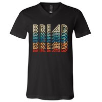 Bread Retro Vintage Carb Gluten Food Lover Foodie V-Neck T-Shirt