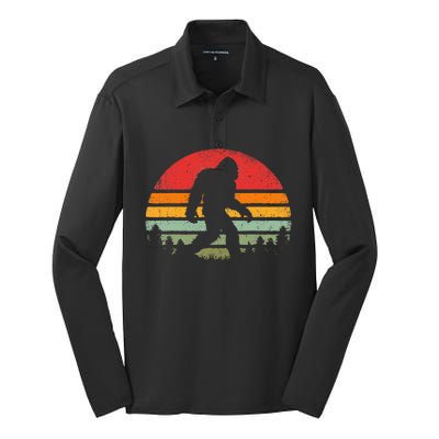 Bigfoot Retro Vintage 70s 80s Sasquatch Silk Touch Performance Long Sleeve Polo