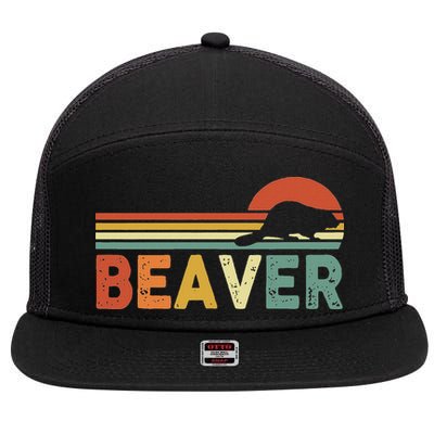 Beaver Retro Vintage 80s Style 7 Panel Mesh Trucker Snapback Hat