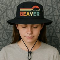 Beaver Retro Vintage 80s Style Bucket Hat