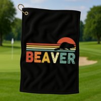 Beaver Retro Vintage 80s Style Golf Towel