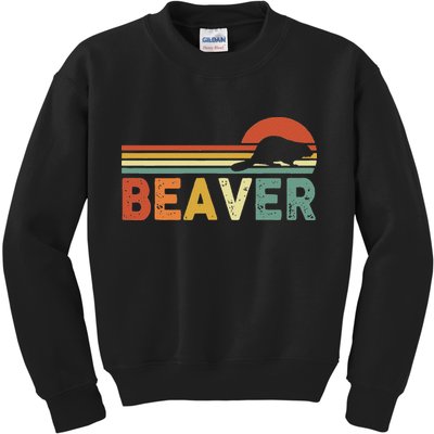 Beaver Retro Vintage 80s Style Kids Sweatshirt