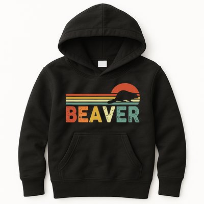 Beaver Retro Vintage 80s Style Kids Hoodie