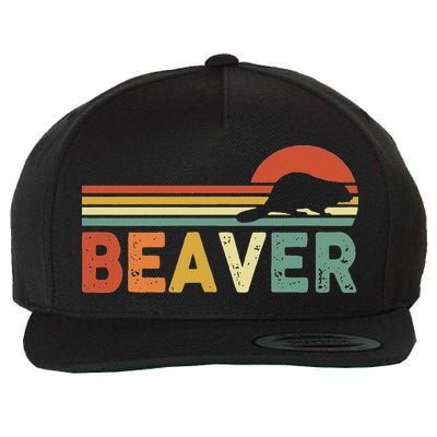 Beaver Retro Vintage 80s Style Wool Snapback Cap