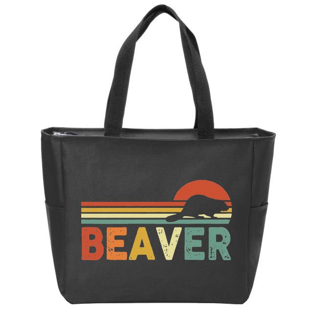 Beaver Retro Vintage 80s Style Zip Tote Bag