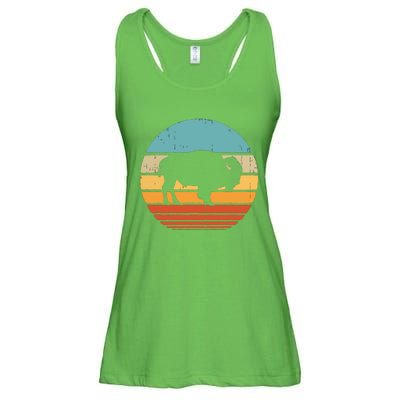 Bison Retro Vintage 60s 70s Sunset Buffalo Mammal Animal Men Ladies Essential Flowy Tank