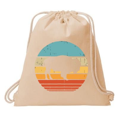 Bison Retro Vintage 60s 70s Sunset Buffalo Mammal Animal Men Drawstring Bag
