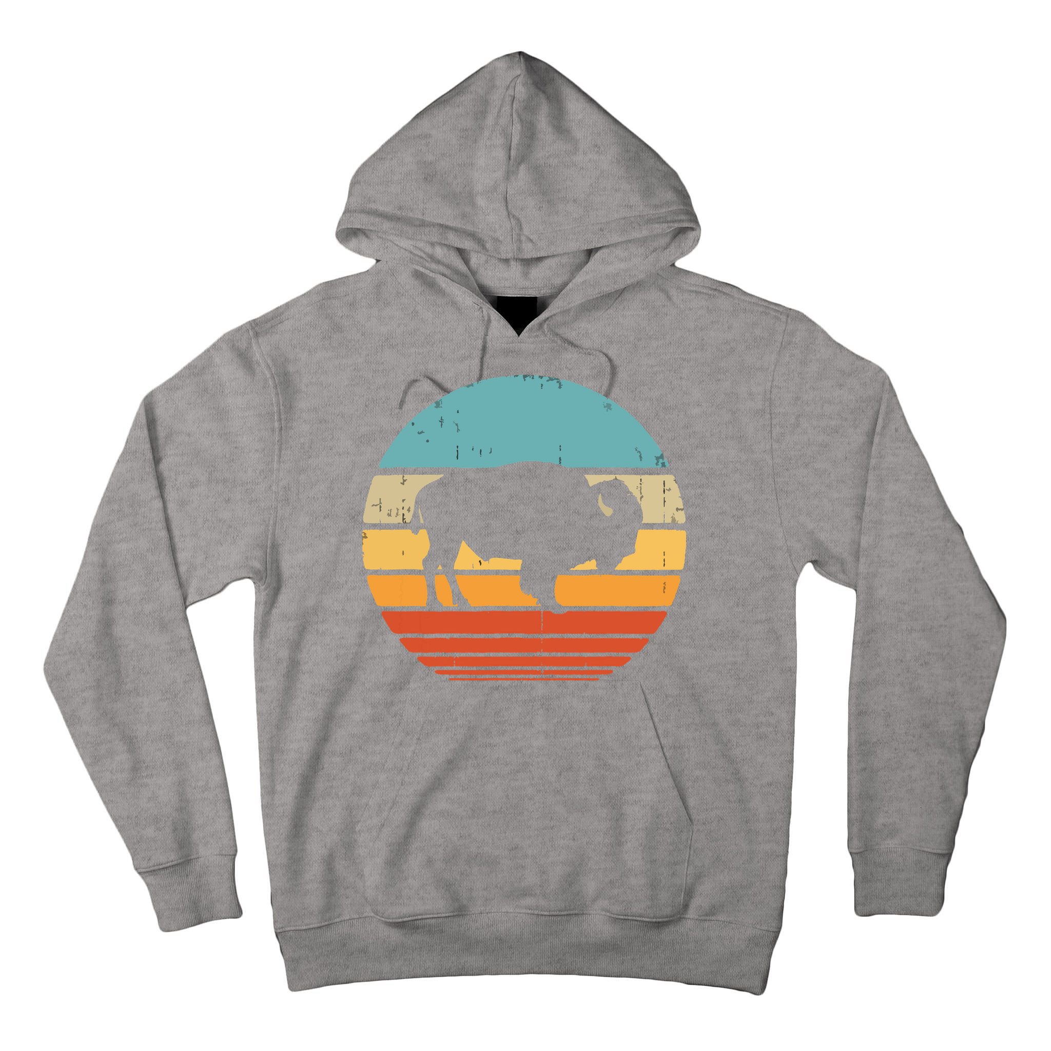 Bison Retro Vintage 60s 70s Sunset Buffalo Mammal Animal Men Tall Hoodie