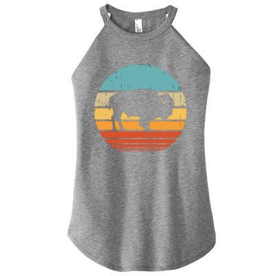 Bison Retro Vintage 60s 70s Sunset Buffalo Mammal Animal Men Women’s Perfect Tri Rocker Tank