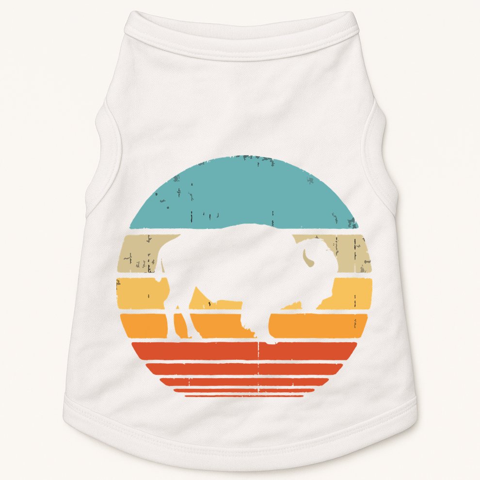 Bison Retro Vintage 60s 70s Sunset Buffalo Mammal Animal Men Doggie Tank