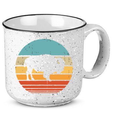 Bison Retro Vintage 60s 70s Sunset Buffalo Mammal Animal Men 15oz Campfire Ceramic Mug